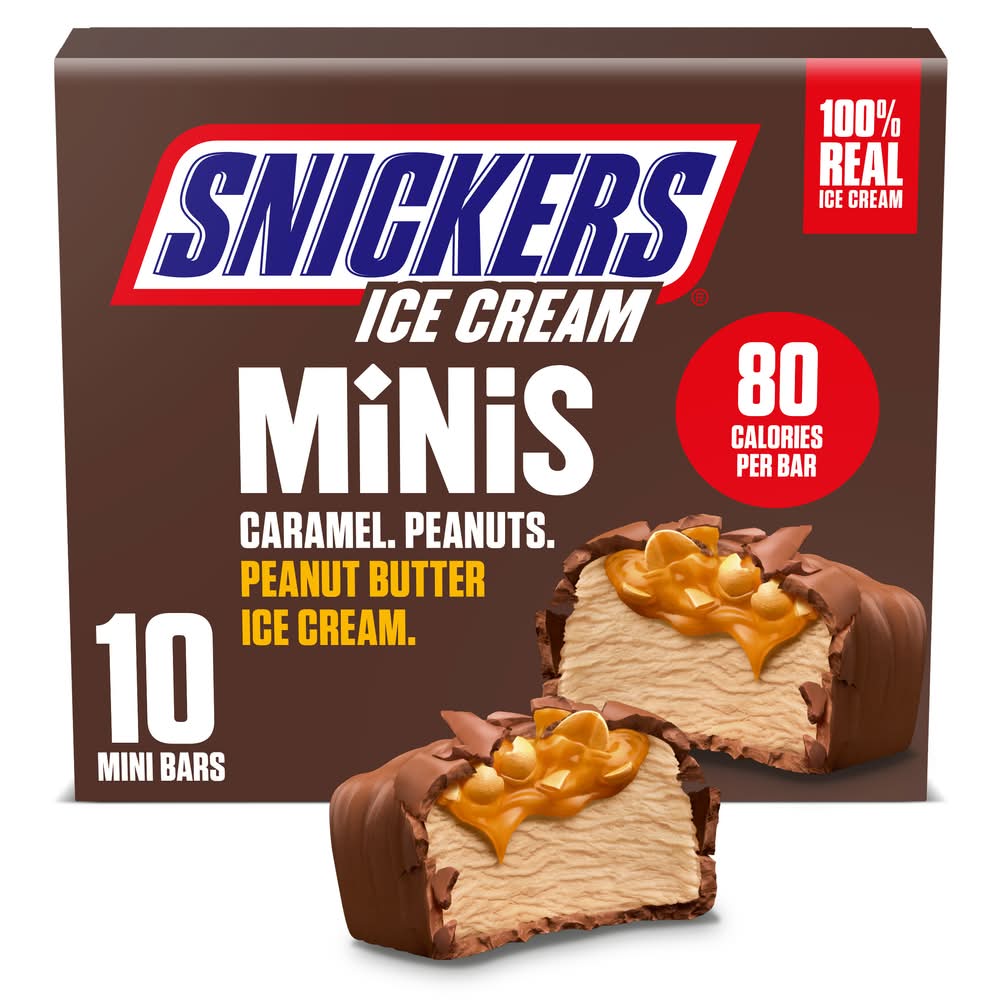 Snickers Minis Ice Cream Bars, Peanut Butter (10 x 0.95 fl oz)