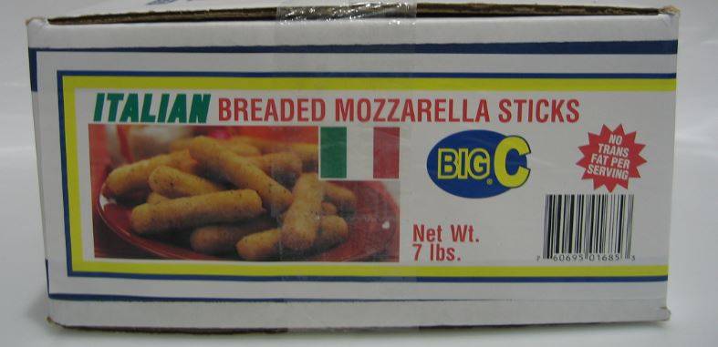 Frozen Big C - Italian Breaded Mozzarella Sticks - 7lb Box (Case of 1)