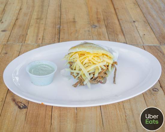 Order Shredded Beef (Carne Mechada) Arepa food online from Arepa Burger Waterford Lakes store, Orlando on bringmethat.com