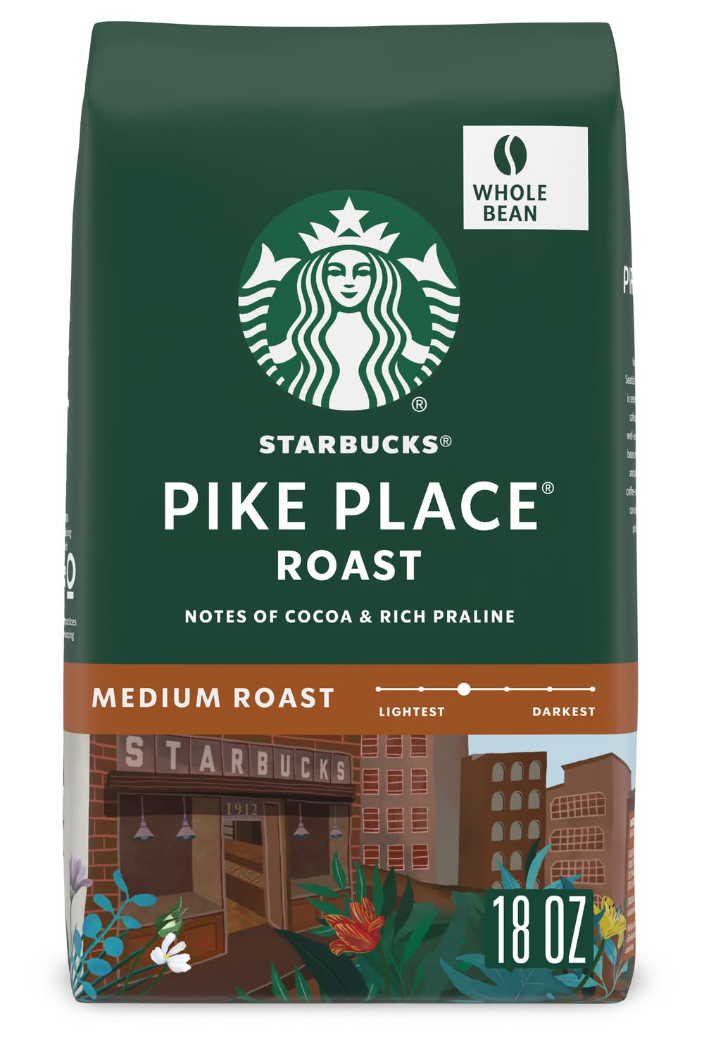 Starbucks Pike Place Medium Roast Whole Bean Coffee (18 oz)