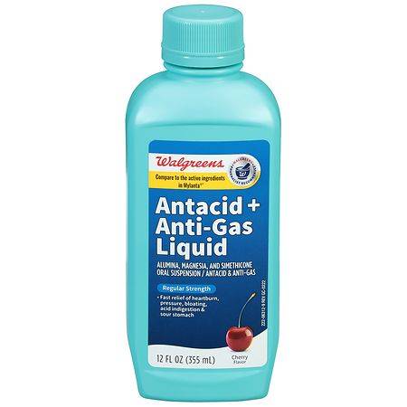 Walgreens Regular Strength Antacid + Anti-Gas Liquid Cherry