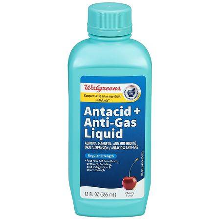 Walgreens Regular Strength Antacid + Anti-Gas Liquid Cherry (12 fl oz)