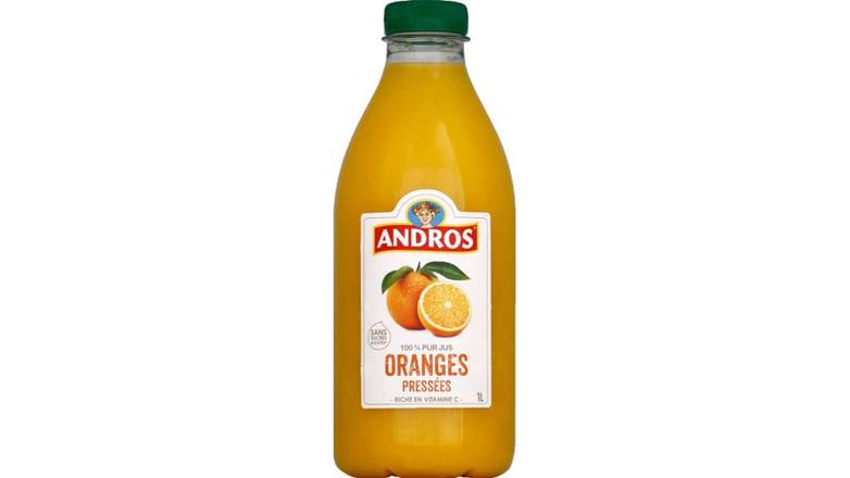 Andros Jus d'oranges pressées 100% pur jus La bouteille de 1L