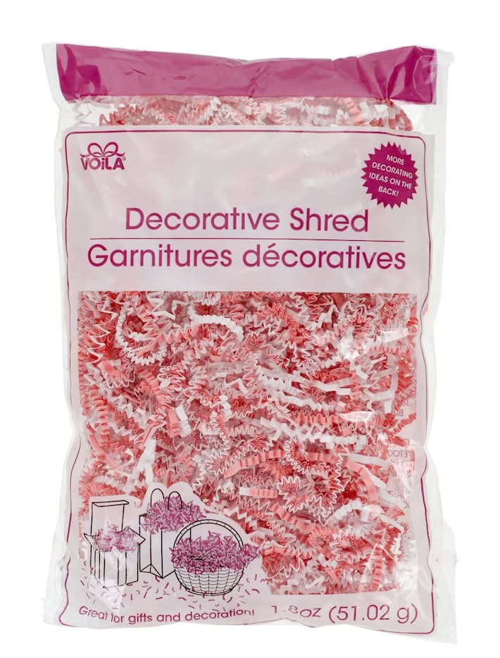 Voila! Crinkle Paper Shreds, Coral-White (1.8 oz)