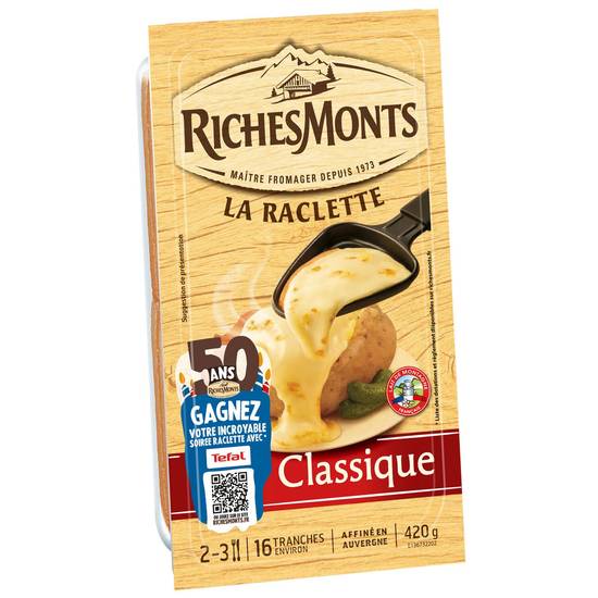 Riches Monts - Fromage en tranches à raclette (16 pièces)