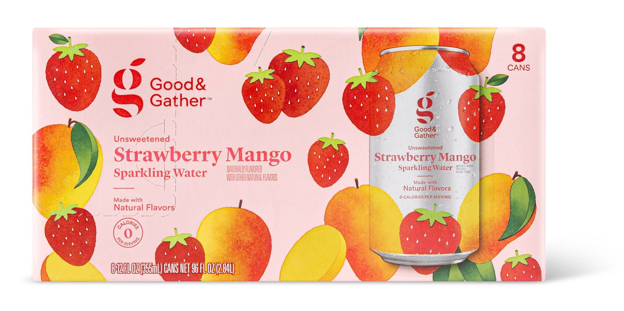 Good & Gather Sparkling Water, Strawberry-Mango (8 x 12 fl oz)