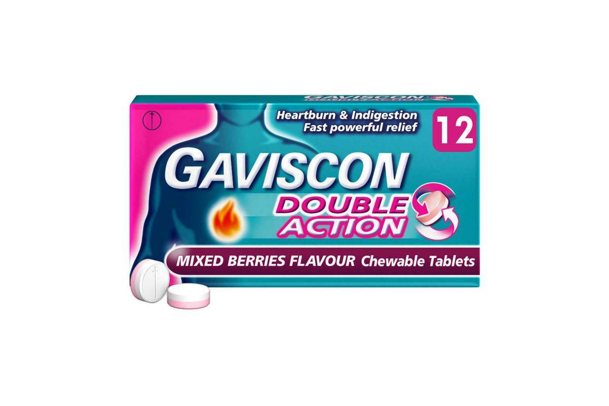 Gaviscon Double Action Heartburn & Indigestion Mixed Berries Flavour Tablets x12