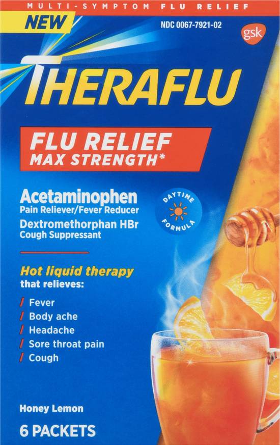 Theraflu Max Strength Multi-Symptom Honey Lemon Flu Relief (6 ct)