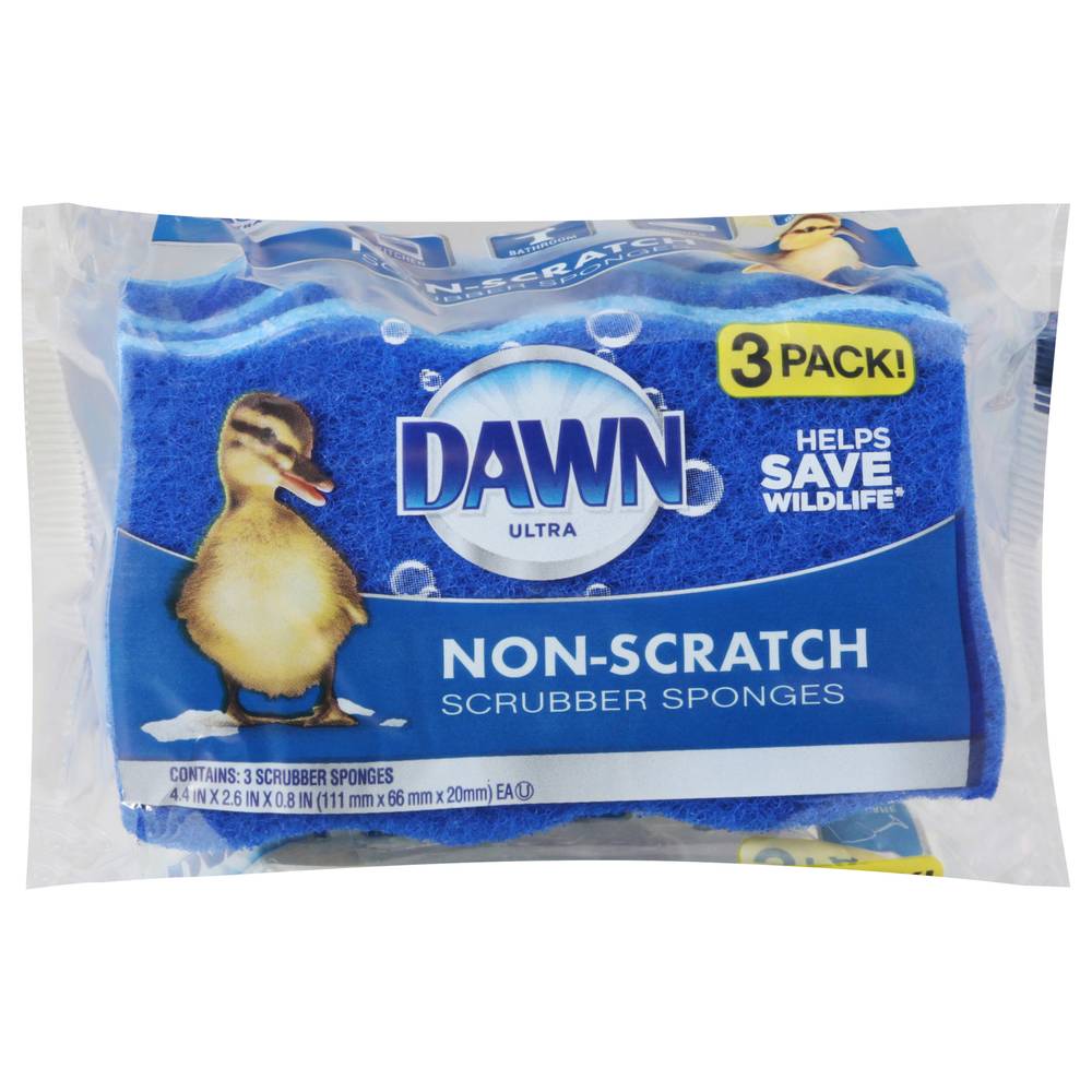 Dawn Non-Scratch Scrubber Sponges, 4.4 in x 2.6 in x 0.8 in (3 ct)