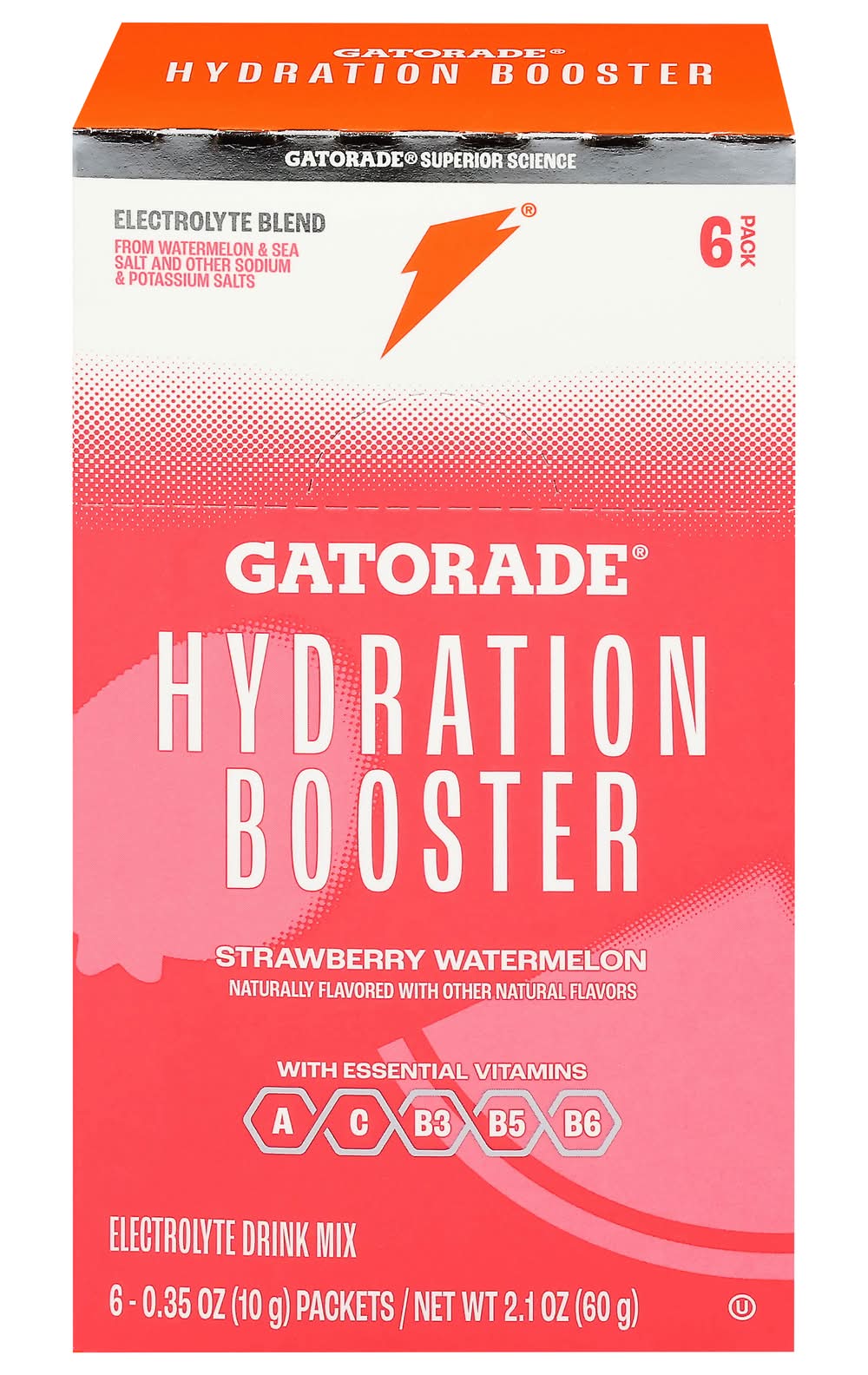 Gatorade Hydration Booster Electrolyte Drink Mix, Strawberry-Watermelon (0.35 oz, 6 ct)