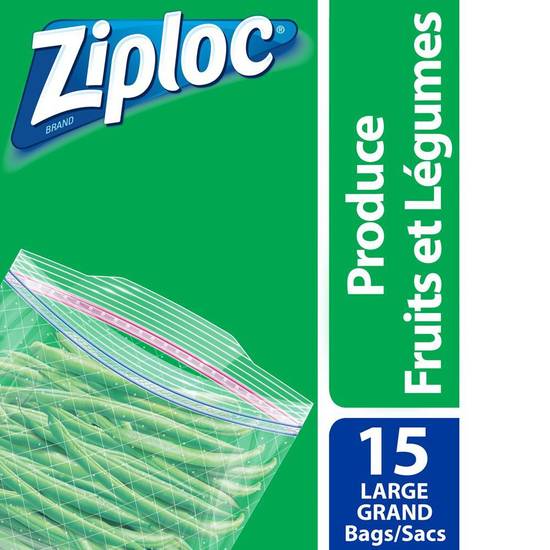 Ziploc grands sacs pour fruits et légumes (15 un) - grip'n seal fresh produce large (15 bags)
