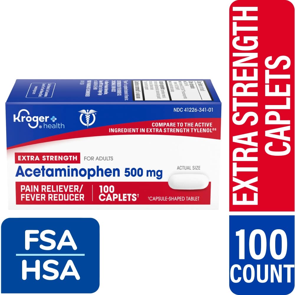 Kroger Extra Strength Acetaminophen Caplets 500mg (100 ct)