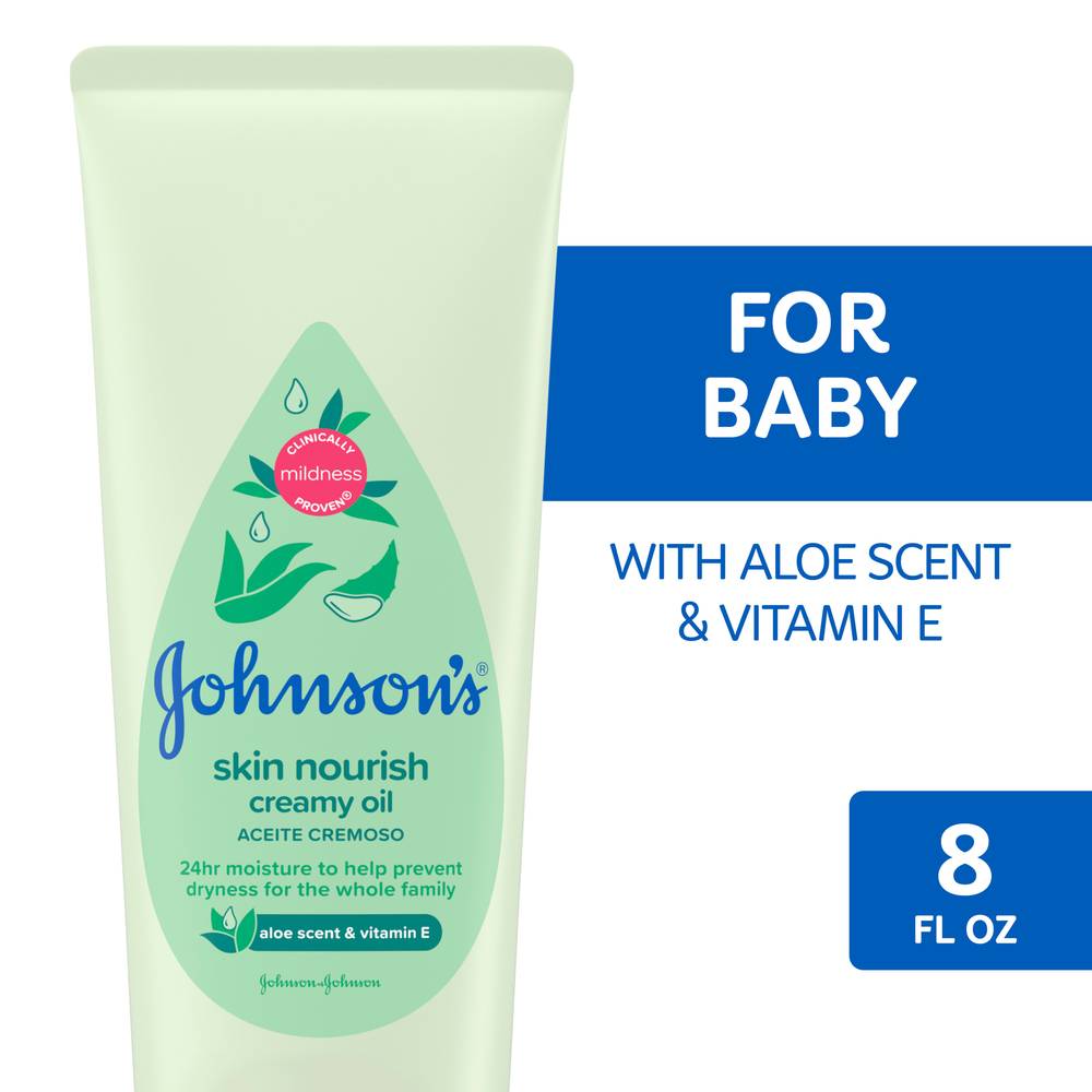 Johnson's Aloe & Vitamin E Baby Creamy Oil (8 fl oz)