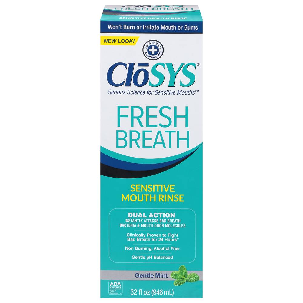 CloSYS Sensitive Fresh Breath Mouthwash, Gentle Mint (32 fl oz)