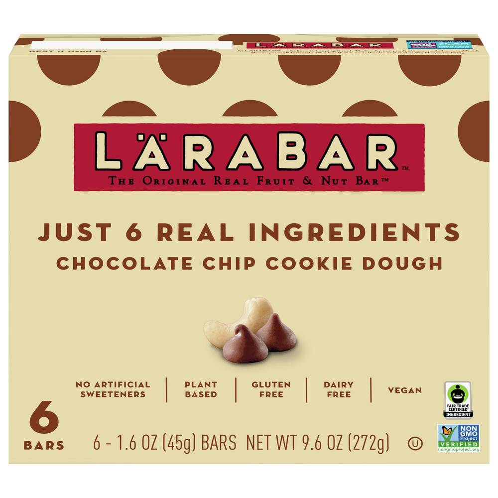 Lärabar The Original Fruit and Nut Bar Cookie Dough, Chocolate Chip (1.6 oz, 6 ct)