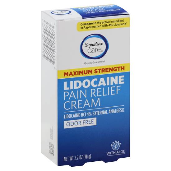 Signature Care Lidocaine Pain Relief Cream With Aloe (2.7 oz)