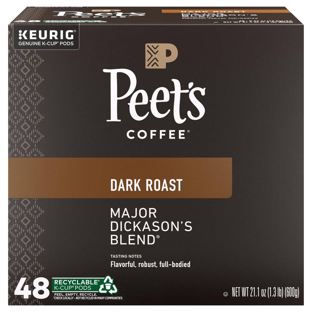 Peet's Coffee Major Dickason's Blend Dark Roast Coffee K-Cups (1.32 lbs)