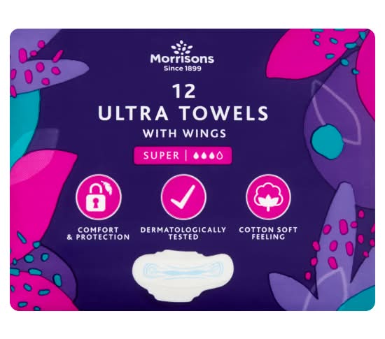 Morrisons Super Ultra Towels With Wings (12 pack)