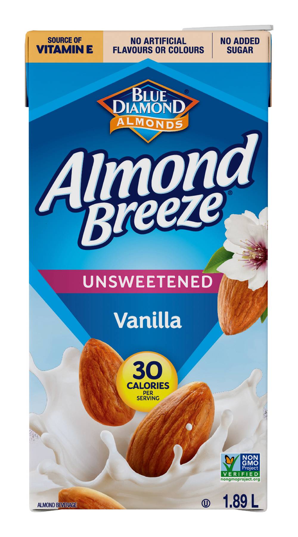 Almond Breeze Unsweetened Beverage, Vanilla Almond (1.89 L)