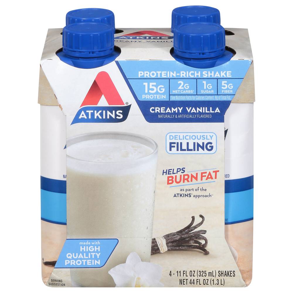 Atkins Creamy Vanilla Protein-Rich Shake (4 pack, 11 fl oz)