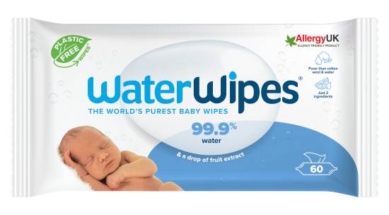 WaterWipes Sensitive Newborn Baby Wipes (60 pack)