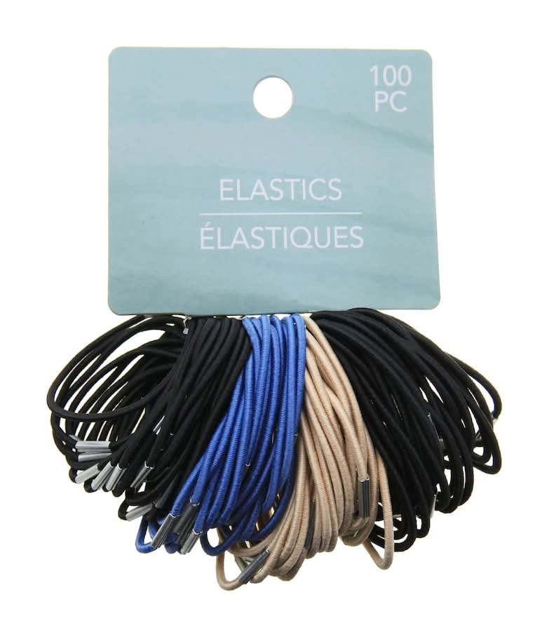 Ponytail Rubber Hair Elastics, Assorted (100 ct)