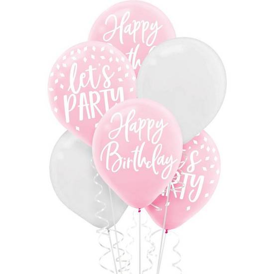 Uninflated 15ct, 12in, Blush Birthday Balloons