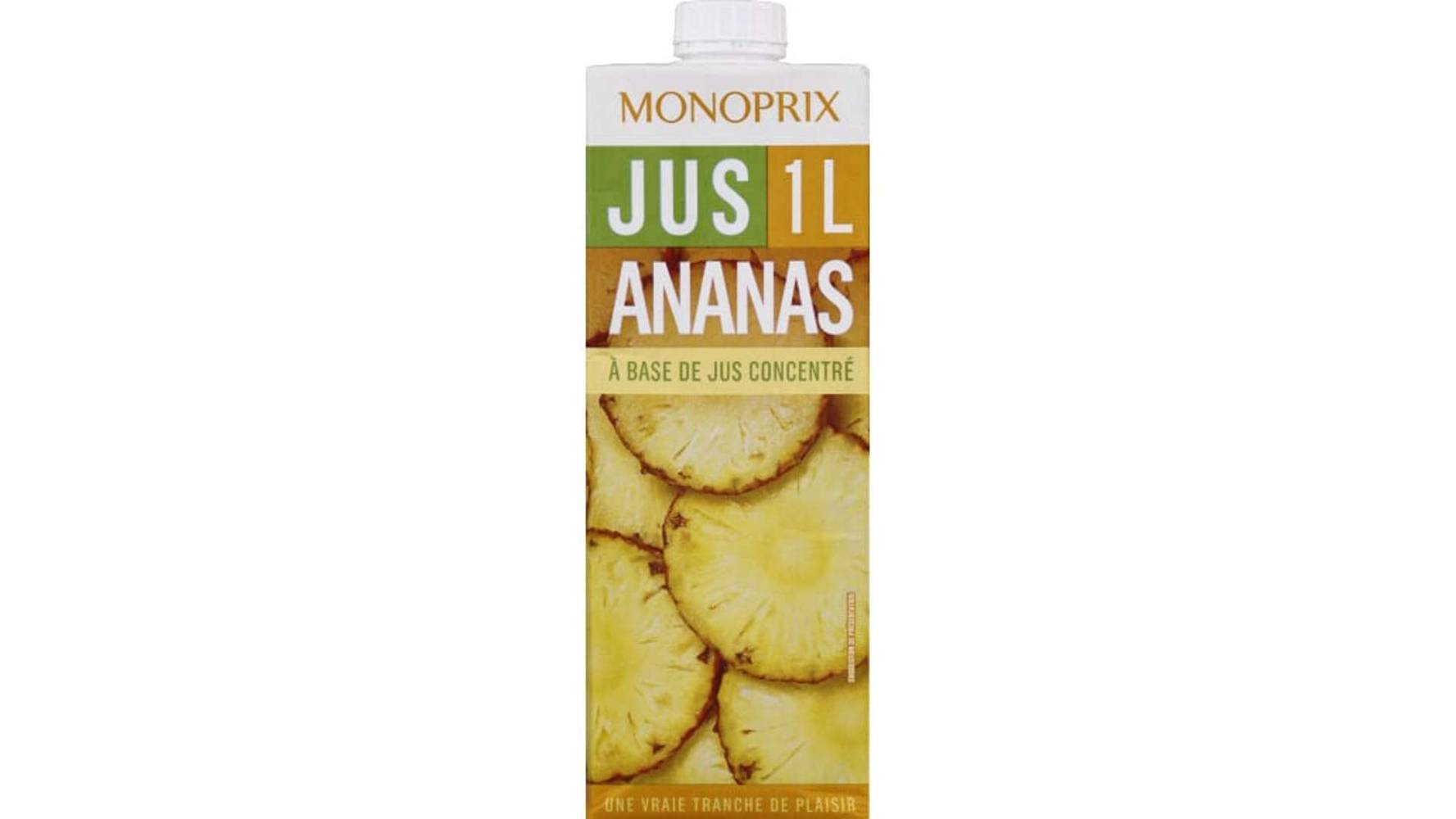 Monoprix Jus d'ananas à base de jus concentré La brique de 1L