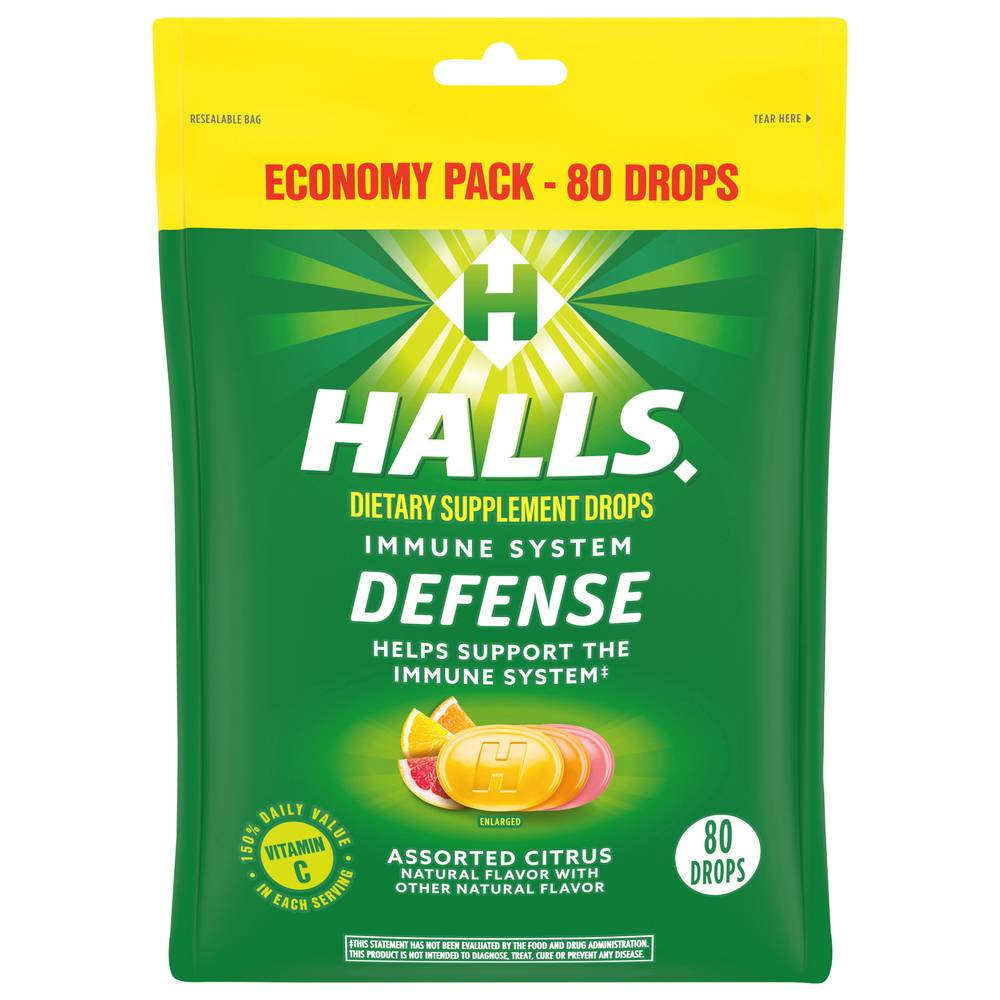 Halls Defense Economy pack Assorted Citrus Supplement Drops (80 ct)