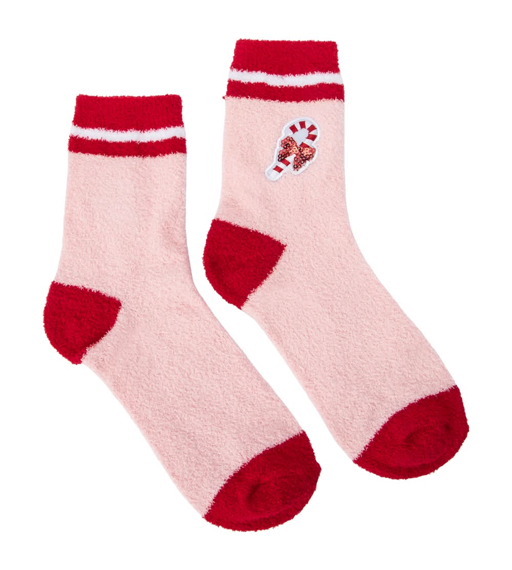 Christmas Holiday Crew Sock 1-Pair Bright Pink