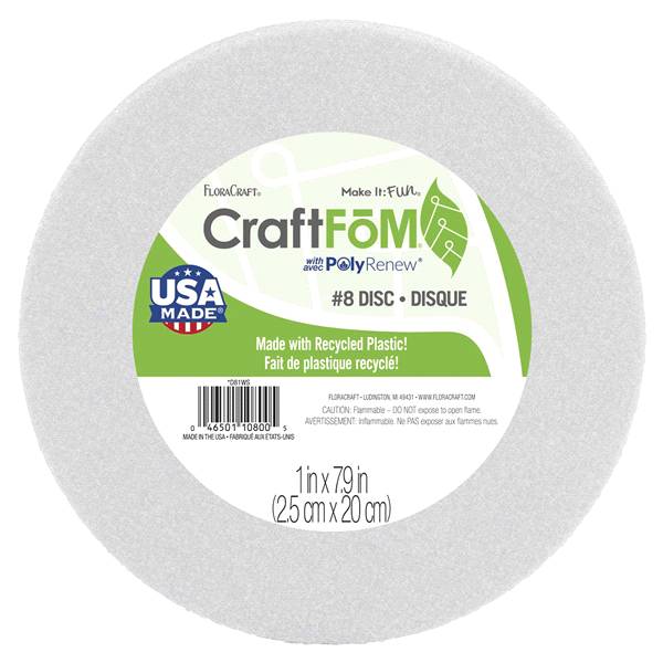 Floracraft CraftfåM Disc 1 Inch X 7.9 Inch White