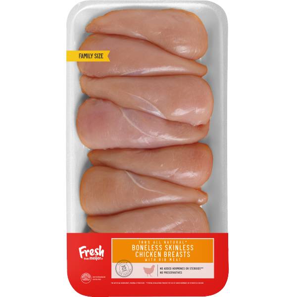 Meijer 100% all natural boneless skinless chicken breasts family pack