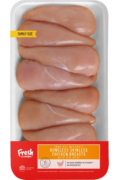 Meijer Boneless Skinless Chicken Breasts With Rib Meat Family pack (4.94 lbs, 8 ct)