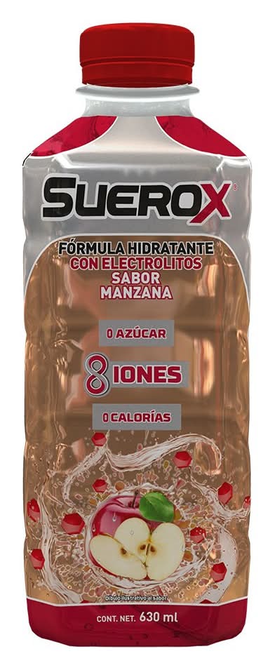Suerox · Fórmula hidratante con electrolitos, manzana (630 ml)