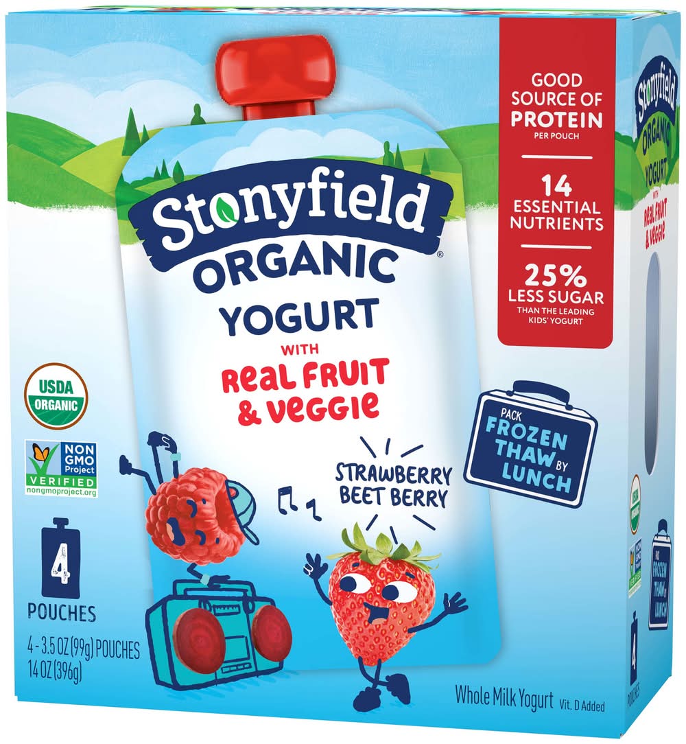 Stonyfield Organic Whole Milk Yogurt, Strawberry Beet Berry (4 x 3.5 oz)