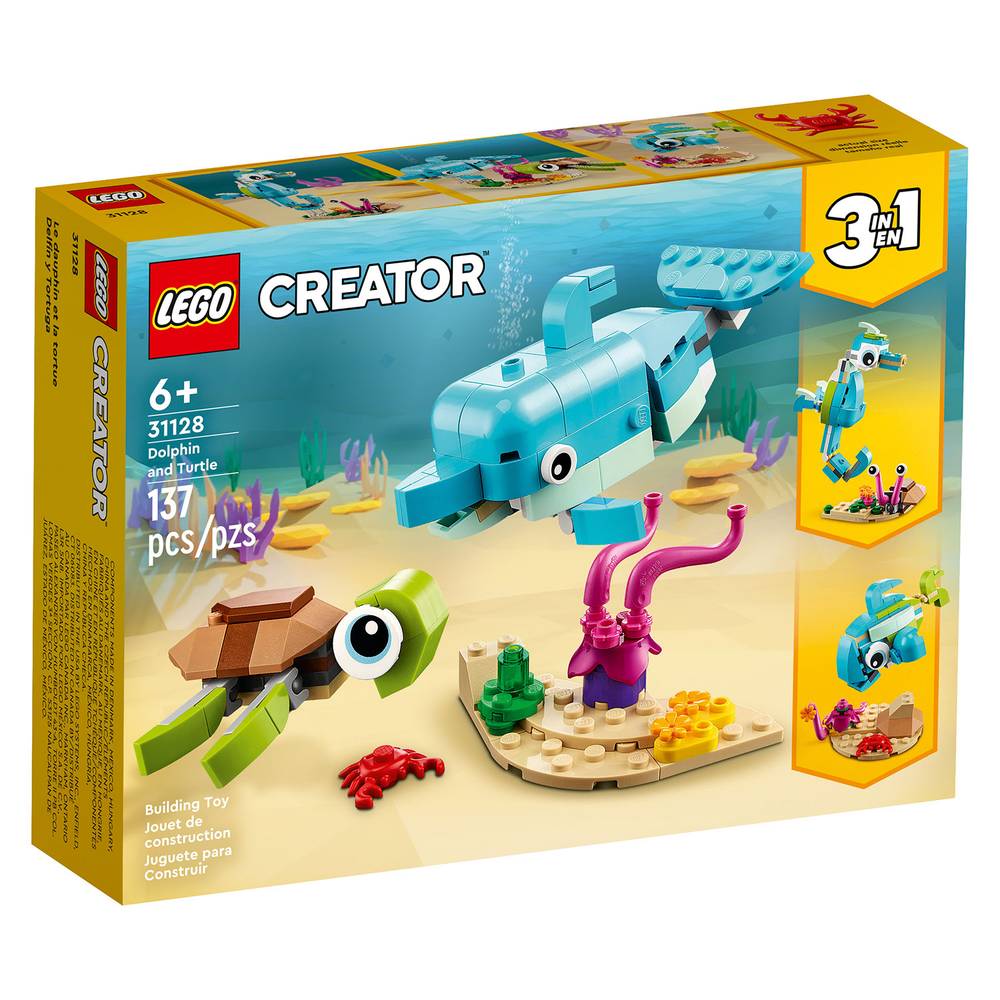 Lego creator 3en1: delfín y tortuga (caja 137 piezas)