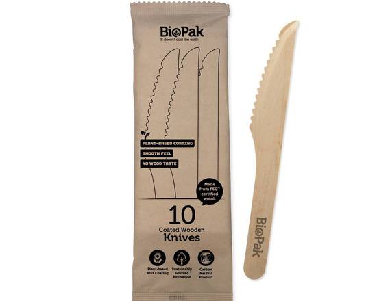 Biopak Coated Wooden Knives 10 Pack