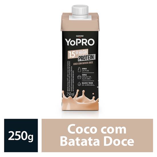 Yopro bebida láctea uht sabor coco com batata doce zero lactose (250 ml)