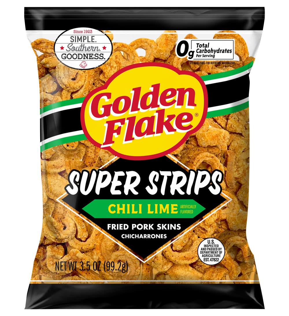 Golden Flake Chili Lime Super Strips Fried Pork Skins (3.5 oz)