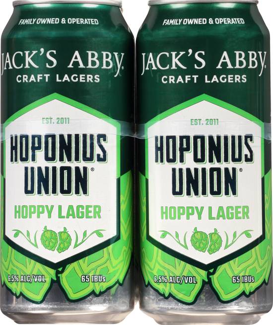 Jack's Abby Hoponius Union Hoppy Lager Beer (4 pack, 16 fl oz)