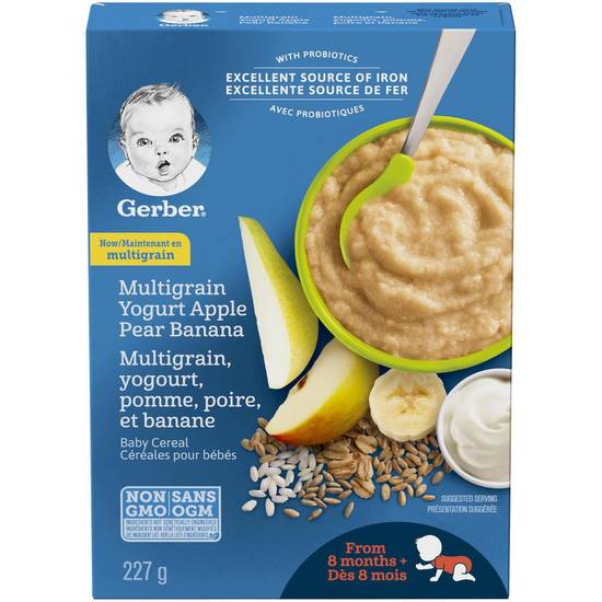 Gerber Wheat Yogurt Apple Pear & Banana Baby Cereal (227 g)