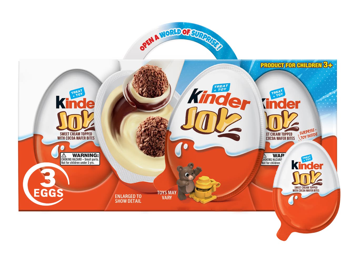 Kinder Joy Sweet Cream Topped With Cocoa Wafers Bites (2.1 oz, 3 ct)