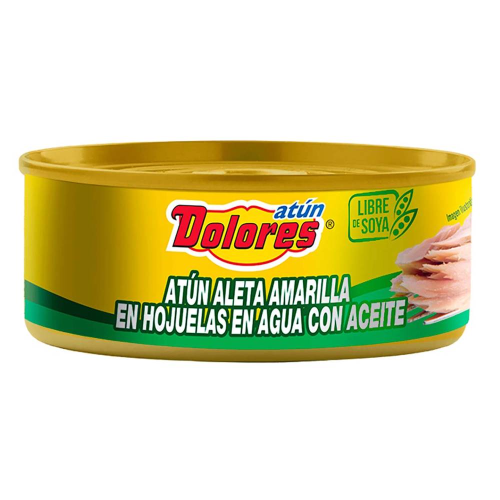 Dolores · Atún aleta amarilla en hojuelas en agua, aceite (130 g)