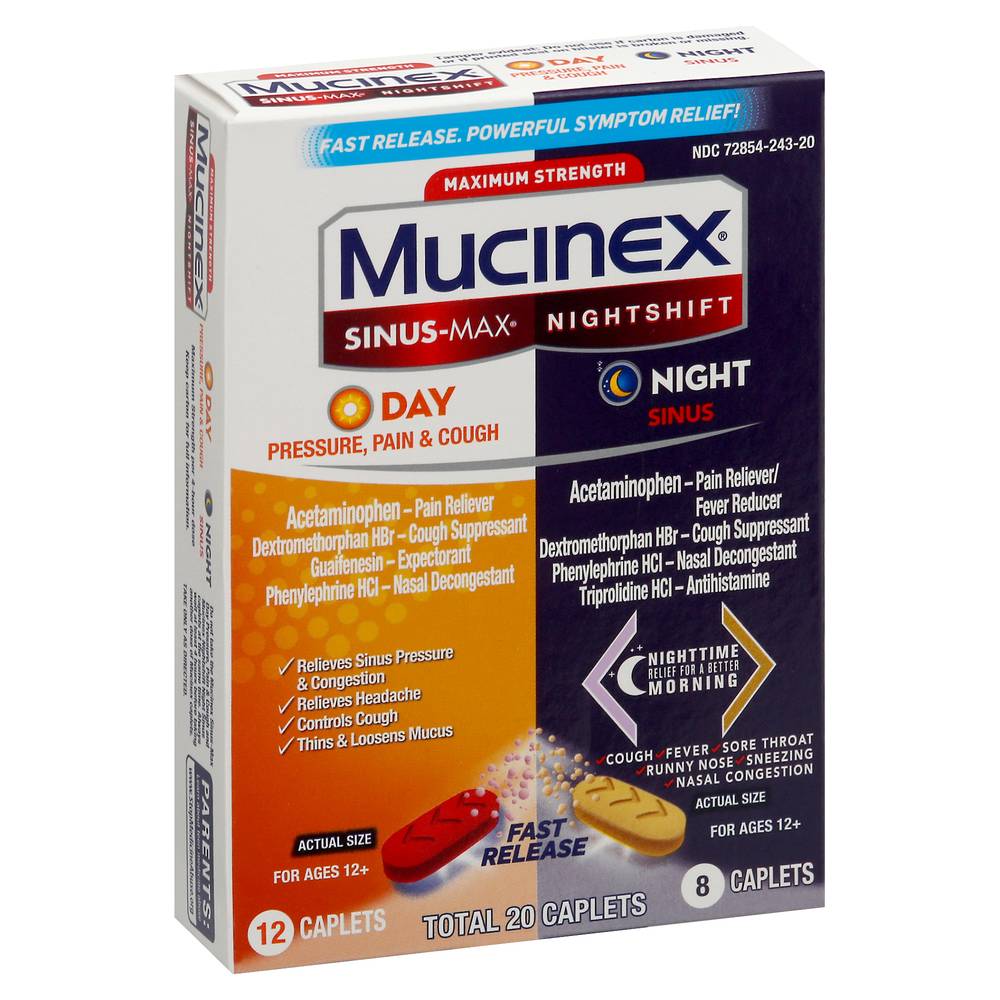 Mucinex Sinus-Max Nightshift Pressure Pain & Cough Sinus Caplets (1.6 oz)