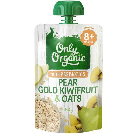 Only Organic Pear Gold Kiwifruit & Oats Baby Food Pouch 8+ Months 120g