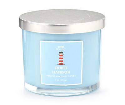 Quiet Harbor 2-Wick Blue Colored Glass Candle, 9 Oz.