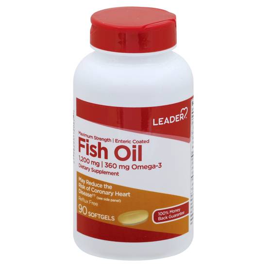 Leader Fish Oil Omega 3 1200mg Reflux Free Enteric Coated Softgels