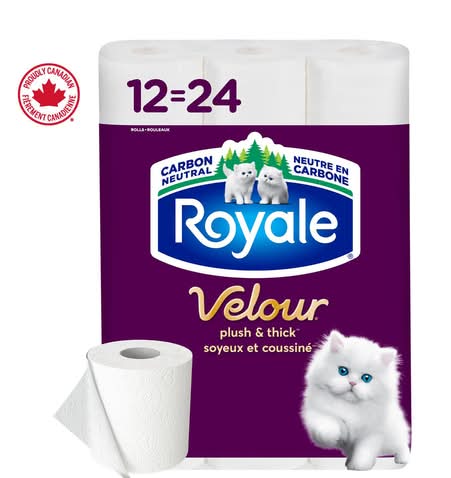 Royale papier hygiénique 2 épaisseurs velour - velour toilet paper 2-ply (12 unités)