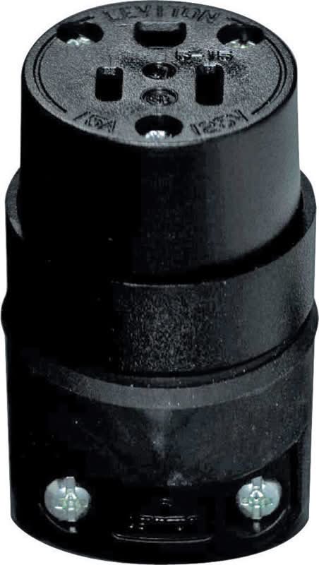 Leviton Commercial Rubber Ground/Straight Blade Connector 5-15R 18-12 Awg 2 Pole 3 Wire