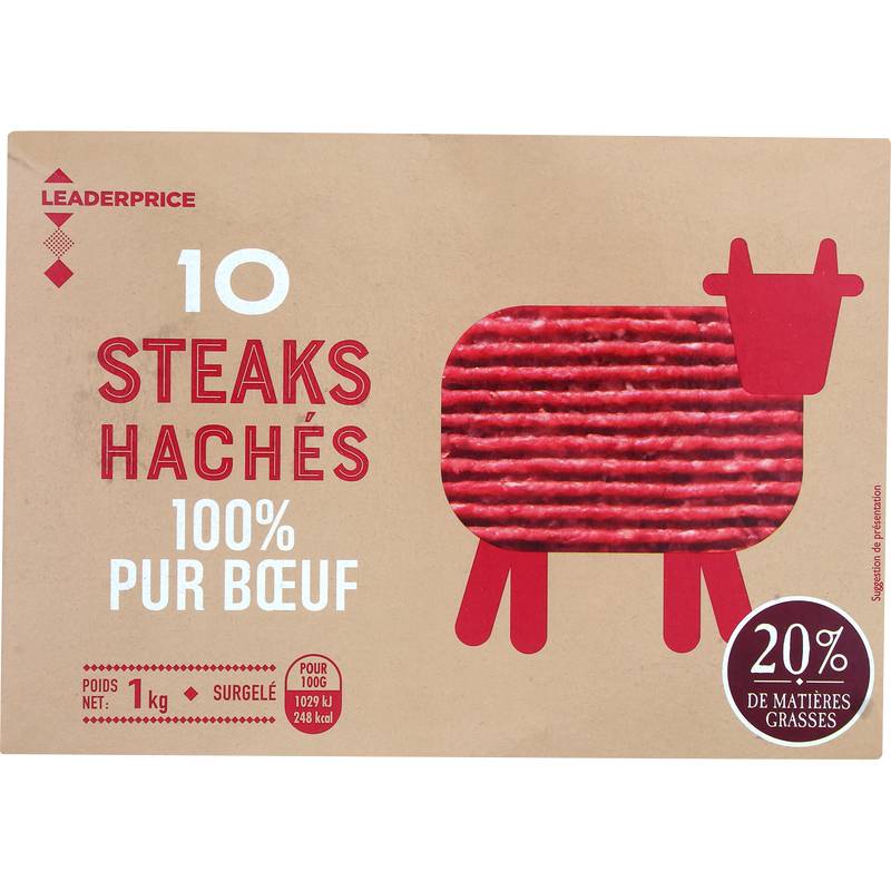 Leader Price - Steaks hachés 100% pur bœuf (10 unités)